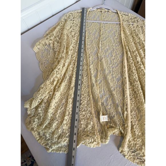 Liberty Love Women's XL Fairy Sheer Lace Kimono Open Front Cardigan Cream Boho - Picture 8 of 9